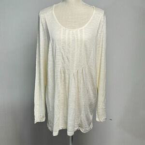 NWT J. Jill Pleated Tunic Top SZ L Ivory Cotton Pullover Casual